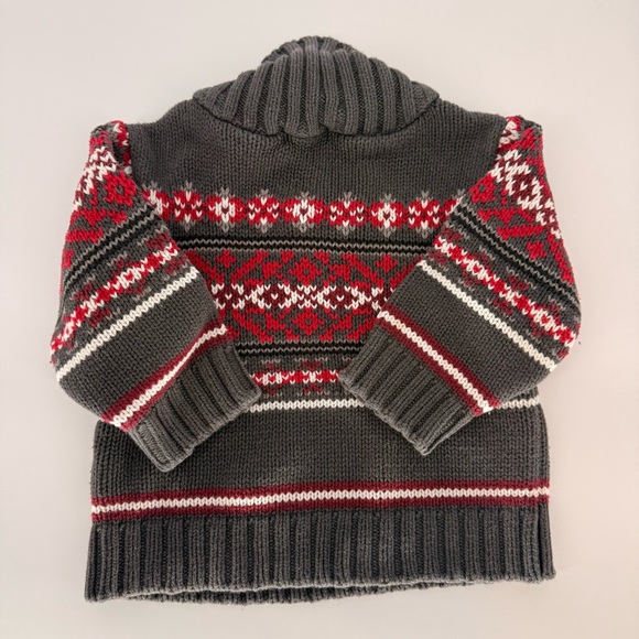 The Children's Place Gray and Red Knit Sweater Cat & Jack Sweater Size 3T - Picture 3 of 7